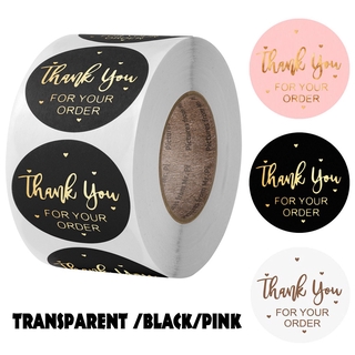 สติกเกอร์ฉลาก ลาย THANK You for Your Order สีดํา สีชมพู สีเงิน สีทอง สําหรับติดซองจดหมาย