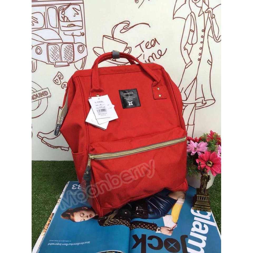 กระเป๋าเป้ Anello รุ่น Classic สีแดง ผ้าแคนวาส ของแท้