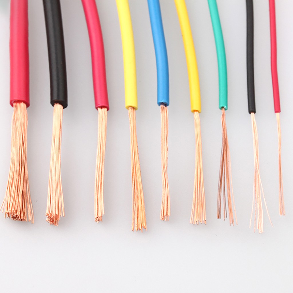 1m RV Flaxible Stranded สายไฟเดี่ยว Core Multi-Strand ทองแดงลวดสีเขียวสีฟ้าสีแดงสีดํา 0.12mm2-0.75mm2