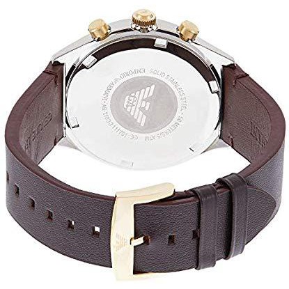 New [NEW] Emporio Armani Chronograph White 44mm Dial Brown Leather ...