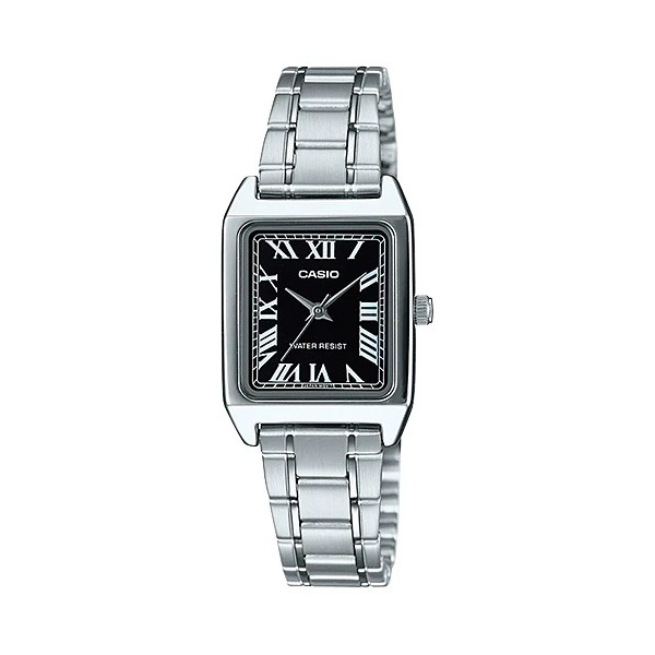 Casio นาฬิกาข้อมือผู้หญิง รุ่น LTP-V007D-1BUDF / LTP-V007D-1B (หน้าปัดสีดำ/เลขโรมัน) [ขายแต่ของแท้ เท่านั้น]