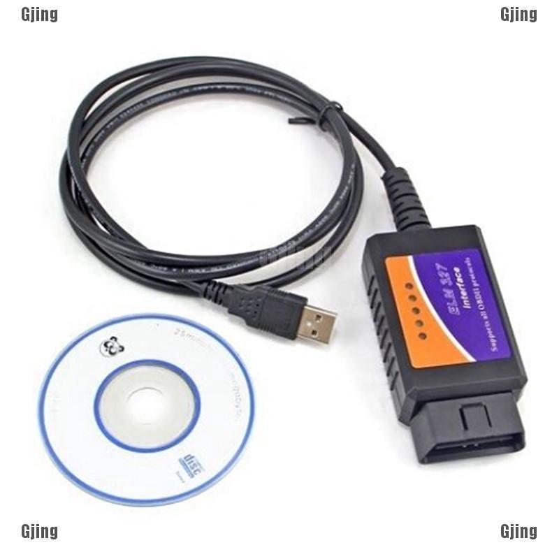 เครื่องสแกนเนอร์วินิจฉัยรถยนต์ ELM327 USB OBD2 สีดํา สําหรับ Windows PC