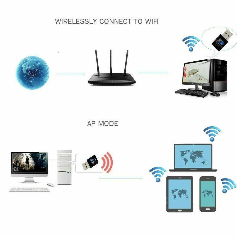 WiFi Bluetooth Dongle, Wireless USB Network Adapter for Desktop/Laptop/pc, Compatible with Windows 7/8/8.1/10/XP/Vista g #6