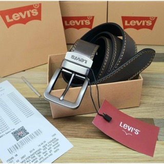 LEVIS BELT เข็มขัดหนังงานคุณภาพ หัวเข็มขัดสีเงิน ดีไซน์เท่ห์เข้าได้กับทุกชุด สายยาวปรับได้หลายระดับ