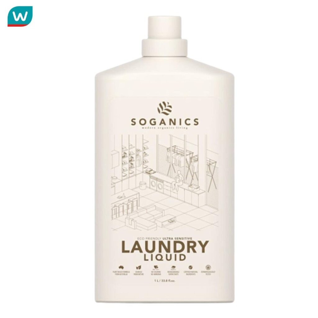 Soganics โซแกนิคส์ น้ำยาซักผ้า กลื่นยูคาลิปตัส 1 ลิตร