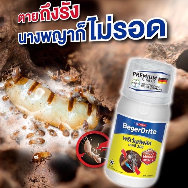 เบเยอร์ไดร้ท์ พรีเว้นท์ พลัส SC 200 เทราดพื้นดิน (สูตรน้ำกลิ่นไม่ฉุน) เป็นสารสีขาว ป้องกันปลวก&เชื้อรา SC200(stock ใหม่)