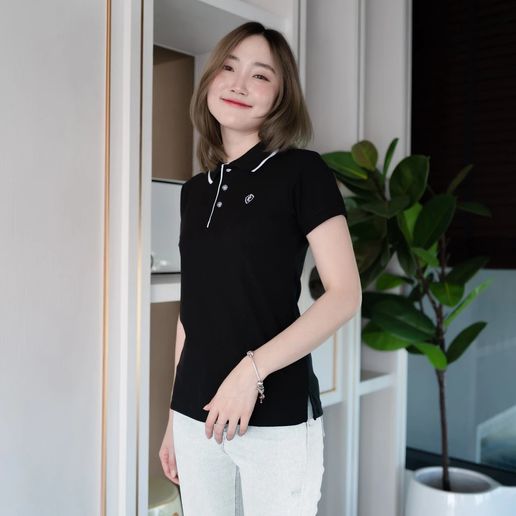 POLOLAND เสื้อโปโลทรงเข้ารูป รุ่น Kgirl สีดำ (3 สี)