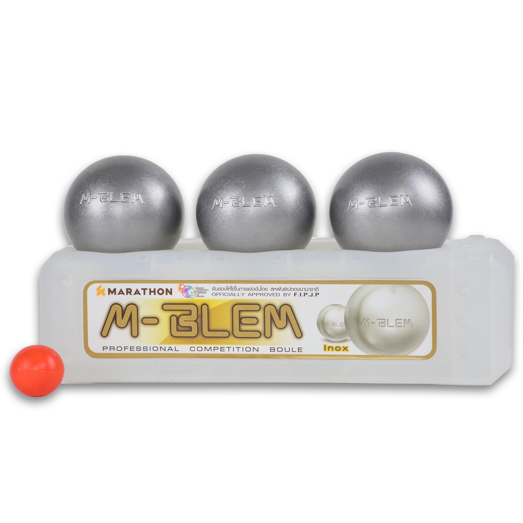 MARATHON เปตอง M-BLEM /INOX PETANQUE BALL รุ่นเอ็ม-เบลม เปตองสแตนเลสเงิน กระชับติดมือ เปตองพรีเมี่ยม