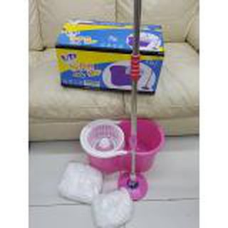 Spin MOP 360 ไม้ถูพื้น ผ้าไมโครไฟเบอร์พร้อมถังปั่นทำความสะอาด360 องศา พร้อมผ้าถูไมโครไฟเบอร์2 ผืน