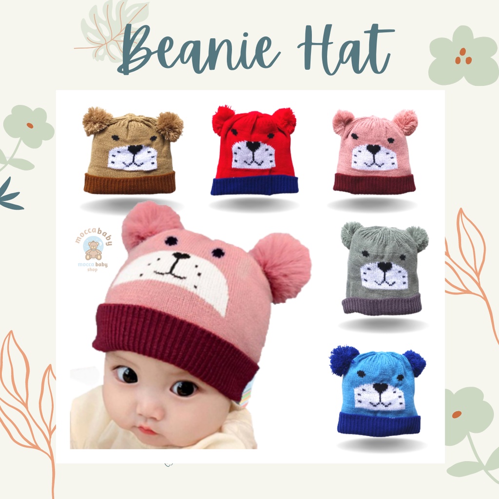 Peak 8.8 moccababy - Beanie H LION Baby Plain Striped Model Boys Girls New Born Age 0-3 Years
