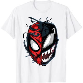 แขนสั้นcrew neckเสื้อยืด พิมพ์ลาย Marvel Spider-Man Maximum Venom Spider-Man Big Face สําหรับผู้ชายS-XXXXL