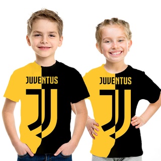 เสื้อยืดแขนสั้นลําลอง พิมพ์ลาย Juventus 3 มิติ แฟชั่นฤดูร้อน สไตล์สตรีท สําหรับเด็กผู้ชาย และเด็กผู้หญิง 2021