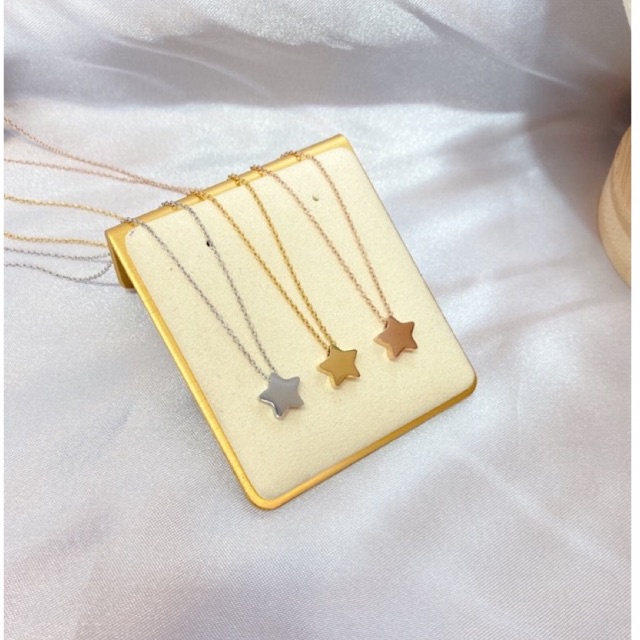 พร้อมส่ง สร้อยคอ ไม่ลอกไม่ดำ ห้อยจี้รายดาวงานเลียบ