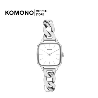 KOMONO Watch Kate Revolt Silver White นาฬิกาผู้หญิง หน้าปัดเหลี่ยม สายโลหะ