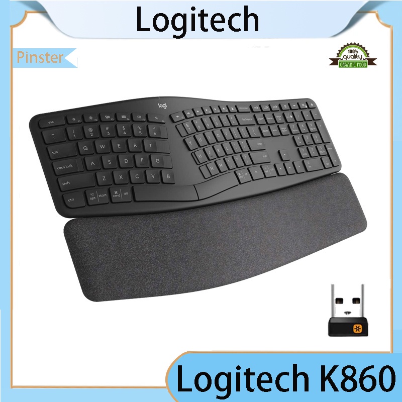 ▼☄Logitech K860 คีย์บอร์ดไร้สายพร้อมที่พักข้อมือ - คีย์บอร์ดบลูทูธหรือ Unify