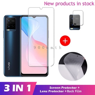 Vivo Y21S กระจกนิรภัย 3 in 1 Vivo Y21s Y21T Y12A Y12s Y20s Y20i ฟิล์มกระจกนิรภัย 9H HD ป้องกันหน้าจอใสแก้ว