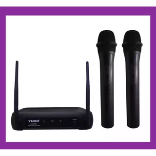 YUGO YG668 V-2 ไมค์โครโฟนลอย ไร้สาย แพ็คคู่ VHF WIRELESS แถมฟรี ยางกันไมค์กลิ้ง