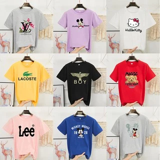 SALE ！！BK-SHORT เลือกสีเลือกไซส์สุ่มลาย ราคาถูกสุดๆ เสื้อยือแขนสั้นแฟชั่นเกาหลีสกรีนลายการ์ตูน