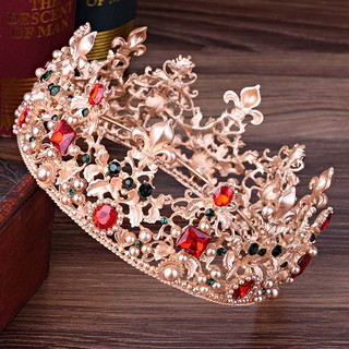 ที่คาดผมประดับมงกุฎสีทองไข่มุกคริสตัล rhinestone tiaras