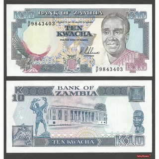 ธนบัตรประเทศ แซมเบีย Zambia  ราคา 10 ควาชา รุ่นปี 1991 P-31 ของแท้ สภาพใหม่เอี่ยม 100% UNC ไม่ผ่านการใช้ สำหรับสะสม