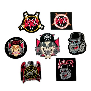 Slayer ตัวรีดติดเสื้อ หมวก กระเป๋า แจ๊คเก็ตยีนส์ Hipster Embroidered Iron on Patch  DIY