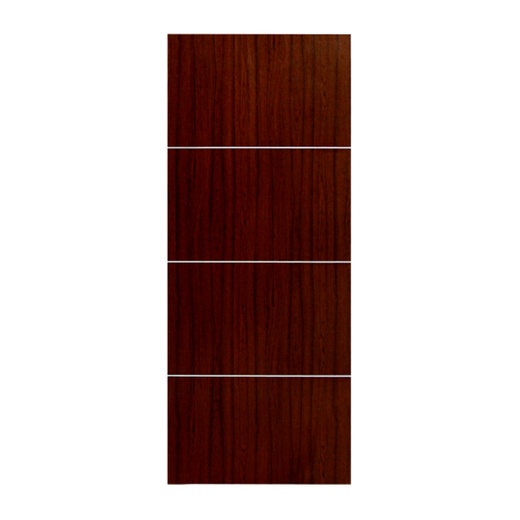 ประตูปิดผิวพีวีซี เซาะร่องอลูมิเนียม PVC-F01-GA-2 80x200ซม. สีไม้สัก HOLZTUR