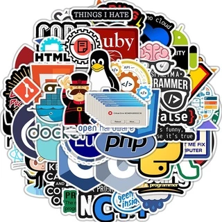 50PCS Programming Sticker Technology Software Programs Data Computer Stickers for Geek DIY Computer Laptop Phone PS4 Decal