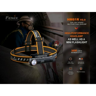 ไฟฉายคาดหัว Fenix HM61R V2  HIGH-PERFORMANCE HEADLAMP AS WELL AS A MINI FLASHLIGHT สินค้าตัวแทนในไทย