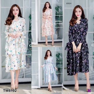 👗Pfashion [ส่งไว!!🚛] P8192  เดรสเชิ้ตคอจีนลายดอก  Floral Chinese Neck Shirt Dress