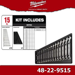 Milwaukee 48-22-9515 ชุดประแจแหวน 15 ชิ้น เบอร์ 8-22 มิล ขนาด 1/2 "