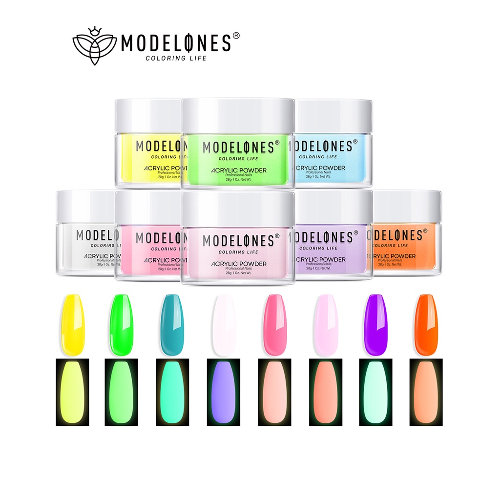 Modelones ผงโพลิเมอร์เรืองแสงสําหรับตกแต่งเล็บ Led Uv 28 กรัม ...