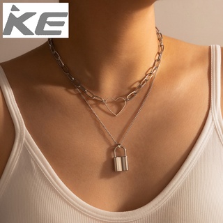 Jewelry chain peach heart lock pendant necklace female creative geometric wild necklace for gi