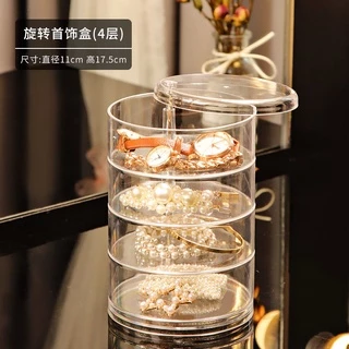 Shop ชั้นใส่เครื่องประดับอะคริลิกหมุนได้360องศา กล่องใส่เครื่องประดับ กล่องเก็บเครื่องประดับแบบใส 3-4ชั้น 2040