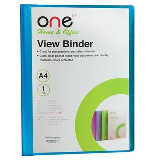 แฟ้มโชว์เอกสาร A4 สีน้ำเงิน (20ซอง/เล่ม) ONE/Blue A4 file display folder (20 envelopes / book) ONE