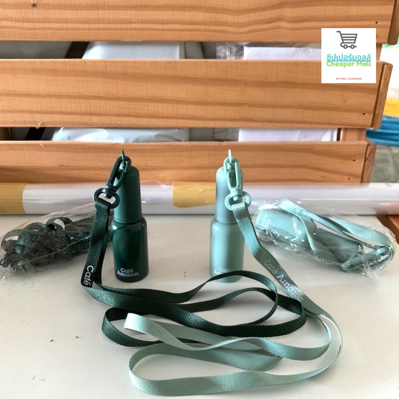 Cheapermall (พร้อมส่ง+ของแท้💯%) ขวดฉีดสเปรย์ ขวดสเปรย์ แอลกอฮอล์ อเมซอล cafe amazon พร้อมสายคล้องคอ 