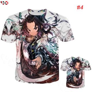 HX Kimetsu No Yaiba Shinobu Kocho 3D พิมพ์แฟชั่นเสื้อยืดเสื้อเชิ้ตลายฤดูร้อนบนเสื้อยืด แขนสั้น