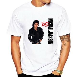 [S-5XL]ใหม่ เสื้อยืด ลาย Michael Jackson Bad สีขาว