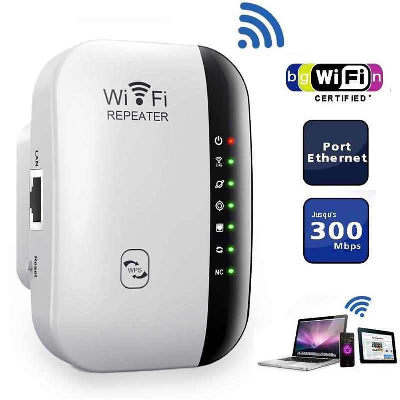 Wifi Repeater 300Mbps เครือข่ายไร้สาย Extender Wifi เราเตอร์บูสเตอร์ 2-4  กรัม ตัวขยายสัญญาณไวไฟ
