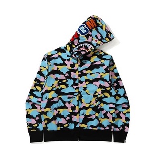 PROSPER - BAPE New Multi Camo Shark Relaxed Full Zip Hoodie Black