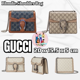 GUCCI Dionysus series GG Supreme กระเป๋าสะพายผ้าแคนวาส/กระเป๋าสะพายโซ่/กระเป๋าสะพายข้าง/สไตล์คลาสสิก