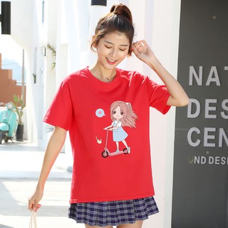 BK-367-SHORTเสื้อยืดแขนสั้นพร้อมส่ง 8สี สกรีนลายการ์ตุน ผ้ายืดเด้งใส่สบาย ใส่ได้ทั้งหญิงและชาย *S-3XL  ส่งในไทย**