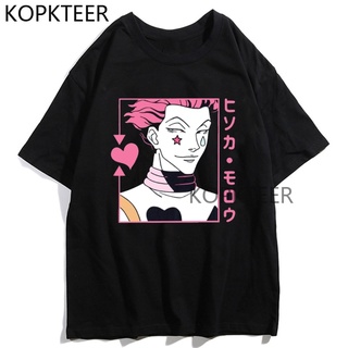 T-shirt  เสื้อยืดแขนสั้น ผ้าฝ้าย 100% พิมพ์ลายการ์ตูนอนิเมะ Hunter X Hunter Killua Hisoka Morow สไตล์ญี่ปุ่น สําหรับผู้ช