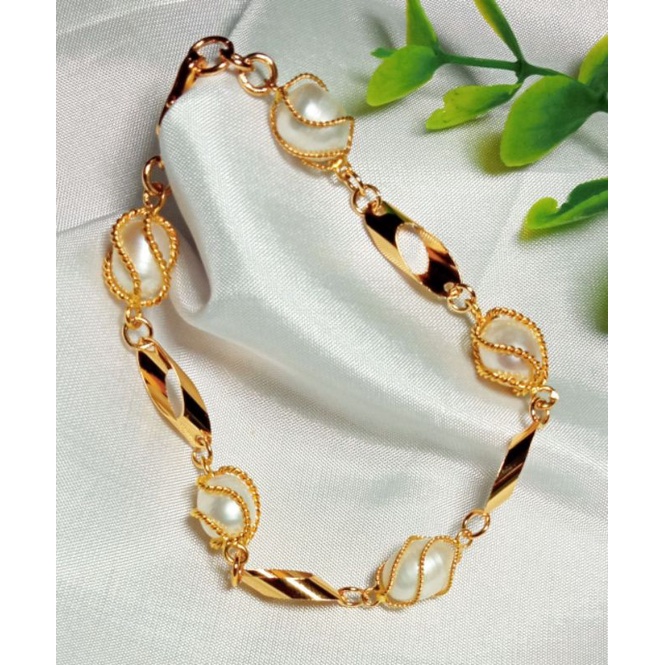 G60 NATURAL PEARL BRACELET LOMBOK FRESHWATER PEARL BRACELET ORIGINAL PEARL BRACELET GOLD PLATED BRAC