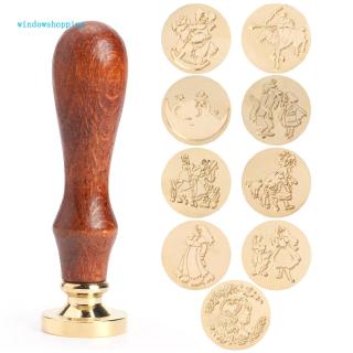 shop•Retro Cartoon Pattern Wax Seal Stamps Wooden Handle Envelope Sealing Wax✧