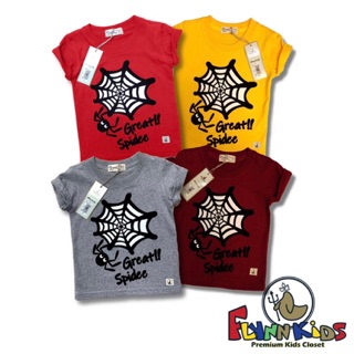 [ Flynn Kids ]เสื้อยืดเด็ก สกรีนกำมะหยี่ ลายแมงมุม Great Spidee