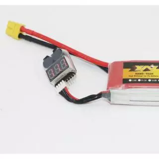 เครื่องทดสอบแรงดันไฟฟ้าต่ำแบตเตอรี่ lipo พร้อมสัญญาณเตือน 1-8S LED 1 ชิ้น 1-8S LED Low Voltage Buzzer Alarm Lipo Voltage Indicator Checker Tester