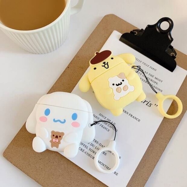 [พร้อมส่ง ] Airpods case - Pro - Gen1,2 ชินนาม่อน cinnamoroll & ปอมปอม Pompom ( i9s, i11, i12 ใส่ได้) เคสใส่แอร์พอด