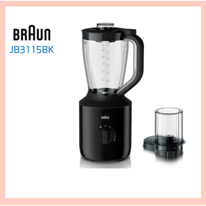 Braun JB3115BK เครื่องปั่นและเครื่องผสมเครื่องปั่นของบีกเกอร์ 800W 2-In-1 Power Blend