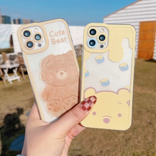 เคสโทรศัพท์มือถือนิ่ม ป้องกันเลนส์ ลายหมีน่ารัก สีเหลือง สําหรับ VIVO Y53S Y51 Y51A Y31 2021 Y33S Y21S Y21 Y52 Y72 5G Y15S Y15A Y20 Y20i Y12S Y12A Y20s G Y30 Y50 Y30i Y12 Y15 Y17 U10