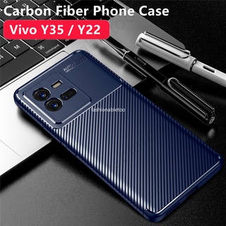 เคสโทรศัพท์ ซิลิโคนนิ่ม คาร์บอนไฟเบอร์ ผิวด้าน กันกระแทก สําหรับ Vivo Y35 Y22 s Y22s Y30 Y75 Y 35 Y 22s Y 30 Y 75 5G